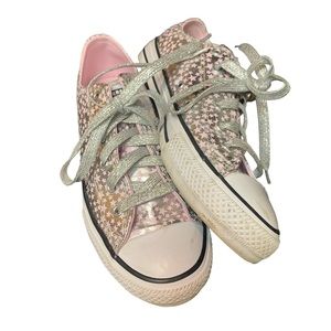 Converse - Pink -and silver Converse size 5 women’s gently used All Stars